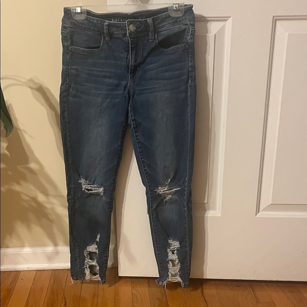 American Eagle Outfitters Dark Blue Distressed Jeans